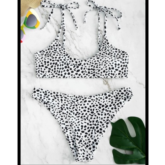 Zaful Other - 🆕 ZAFUL White and Black Polka Dot Bikini Size M